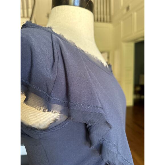 VeraWang Blue Tank Dress ChiffonTrim Fall Spring Summer Office Church Minimalist - Picture 8 of 14